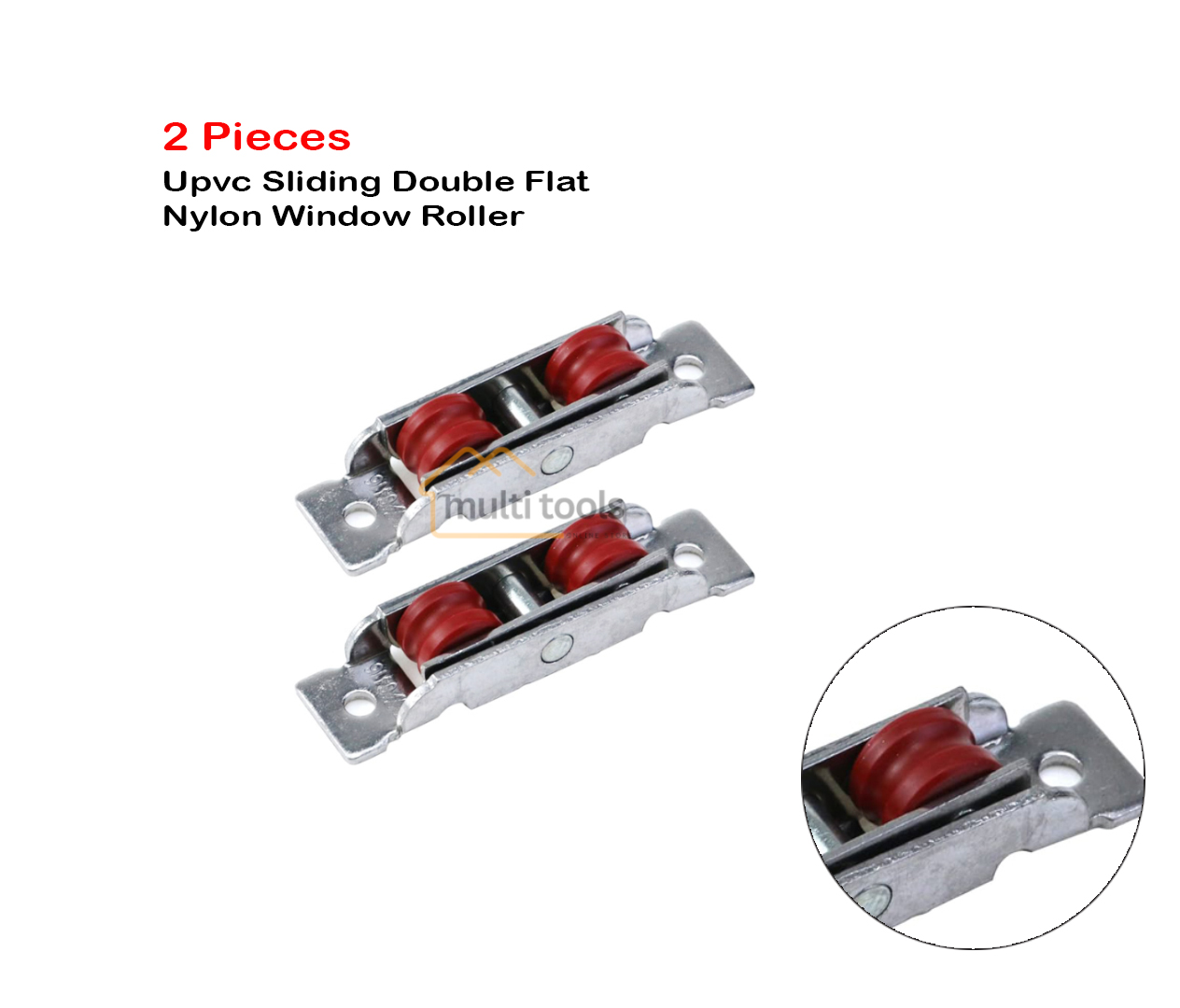 2 Pieces Upvc Sliding Double Flat Nylon Window Roller